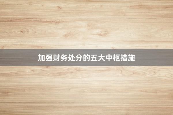 加强财务处分的五大中枢措施